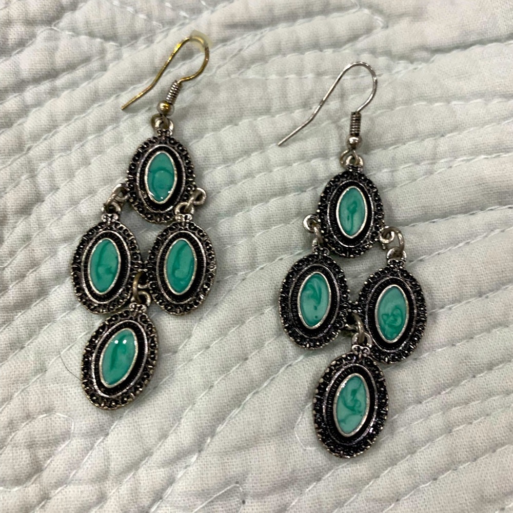 Turquoise colored earrings